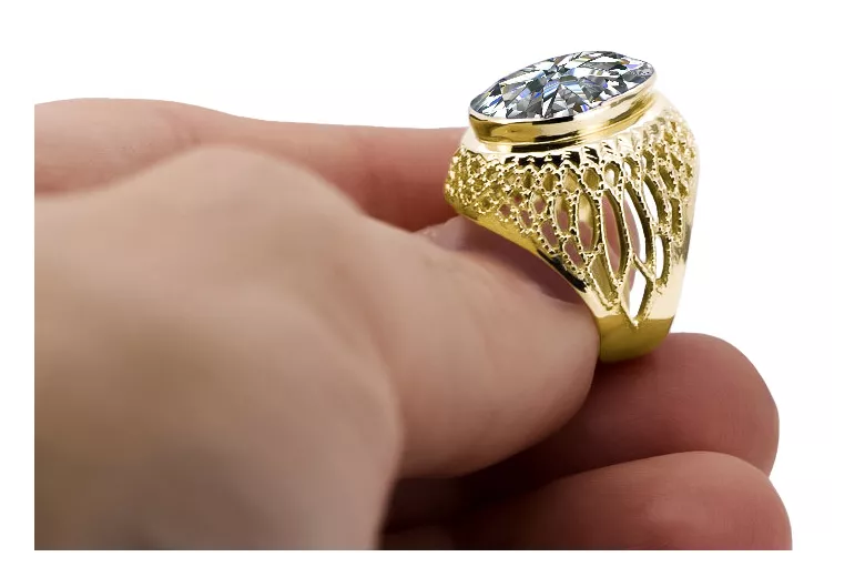 14 كارت من الذهب الأصفر زركونيا خاتم حرف يدوية فينتاج vrc089y